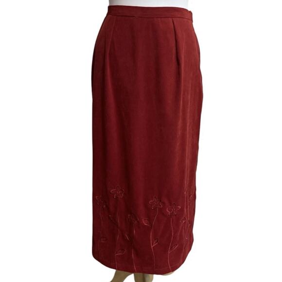 Vintage 90s Suede Feel Leaf Paisley Fall Fairy Autumn Long Pencil Skirt Lot of 3 - Picture 7 of 9